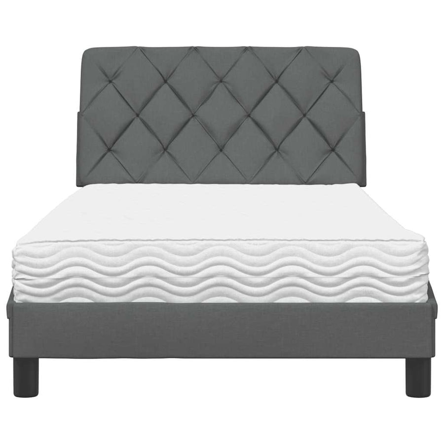Bed met matras stof donkergrijs 100x200 cm
