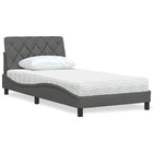 Bed with dark grey fabric mattress 100x200 cm