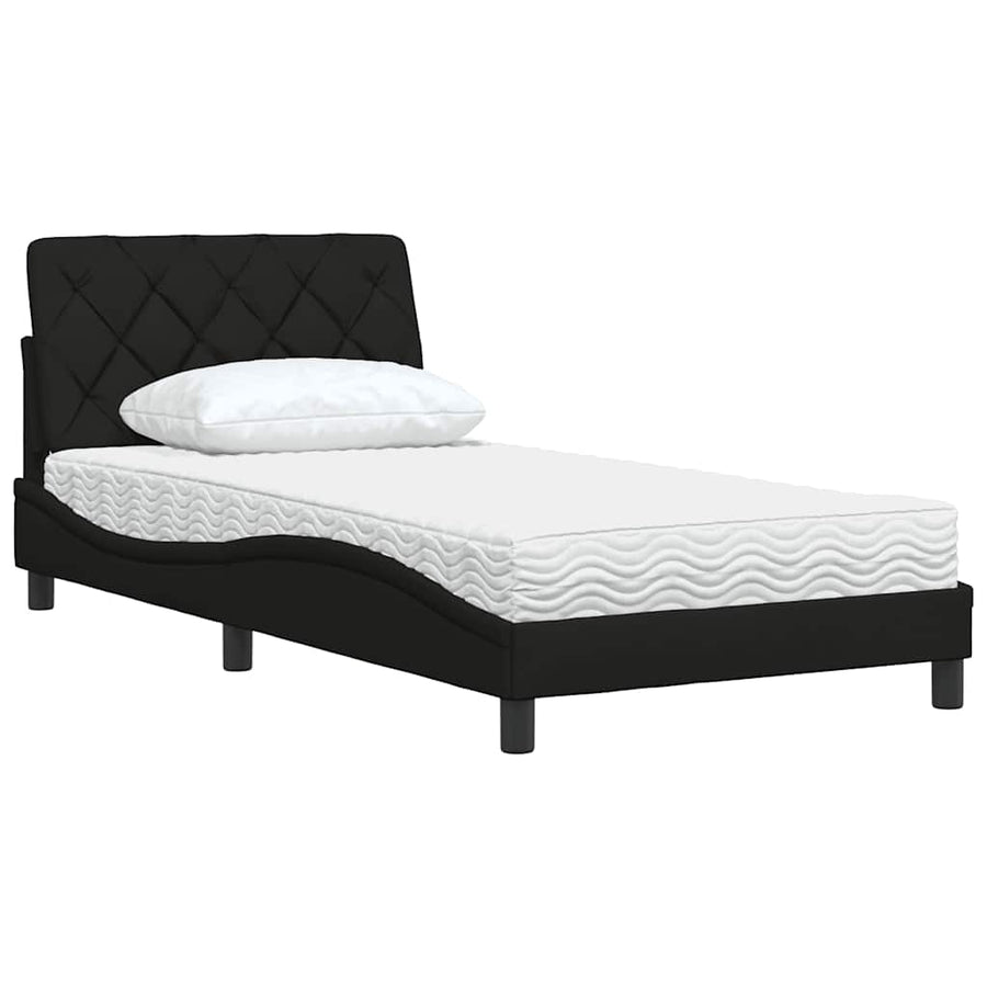 Bed met matras stof zwart 100x200 cm