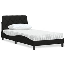 Bed met matras stof zwart 100x200 cm