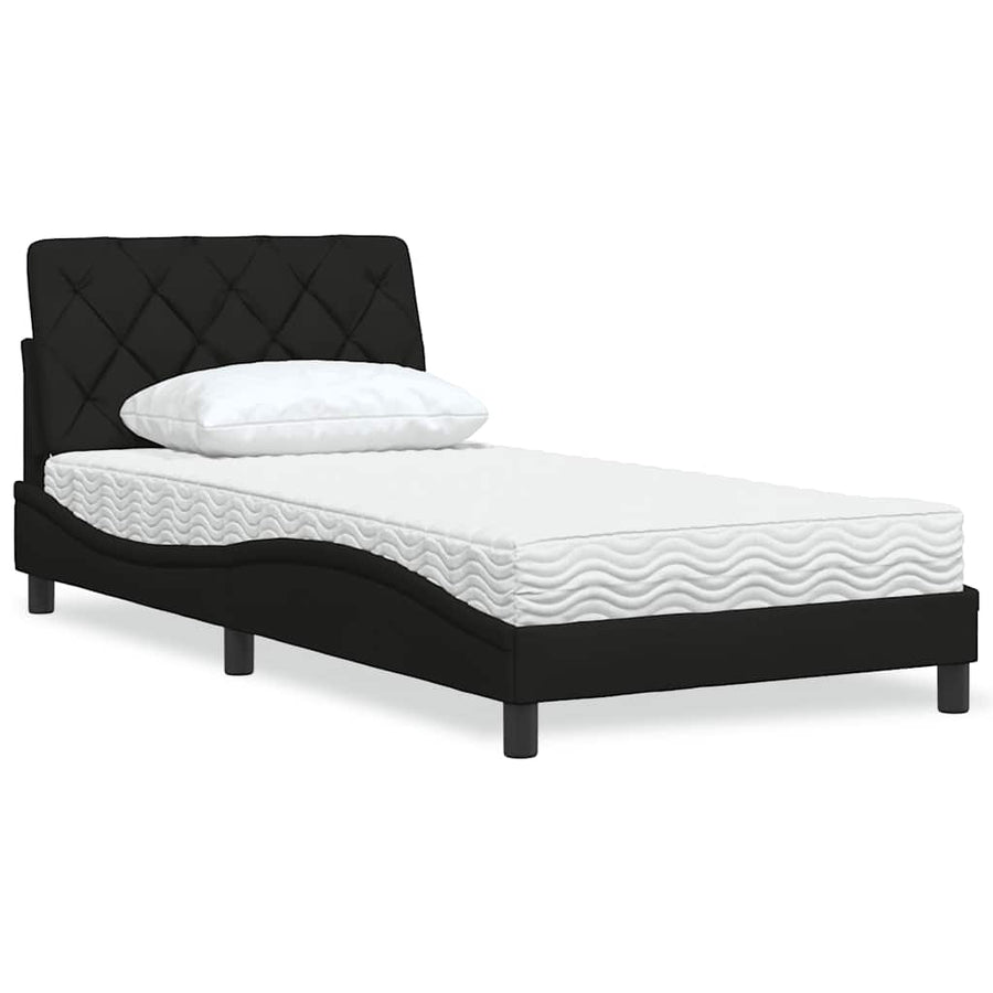 Bed met matras stof zwart 100x200 cm