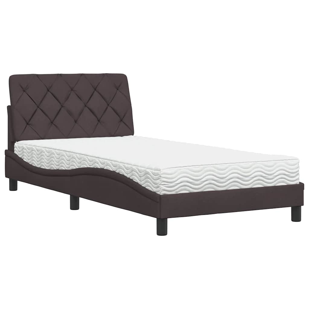 Bed met matras stof donkerbruin 100x200 cm