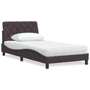 Bed 100x200 cm met matras donkerbruin