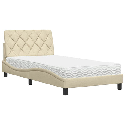 Bed met matras stof crèmekleurig 100x200 cm