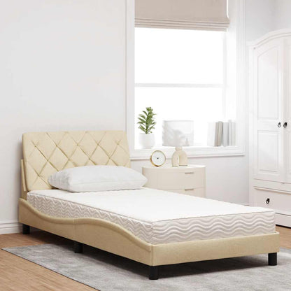 Bed met matras stof crèmekleurig 100x200 cm