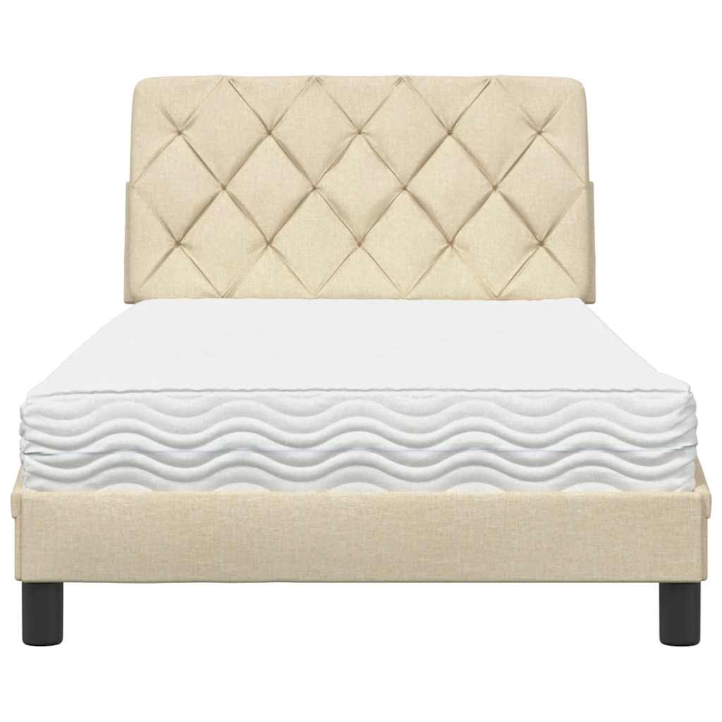 Bed met matras stof crèmekleurig 100x200 cm