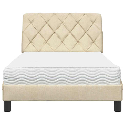 Bed met matras stof crèmekleurig 100x200 cm
