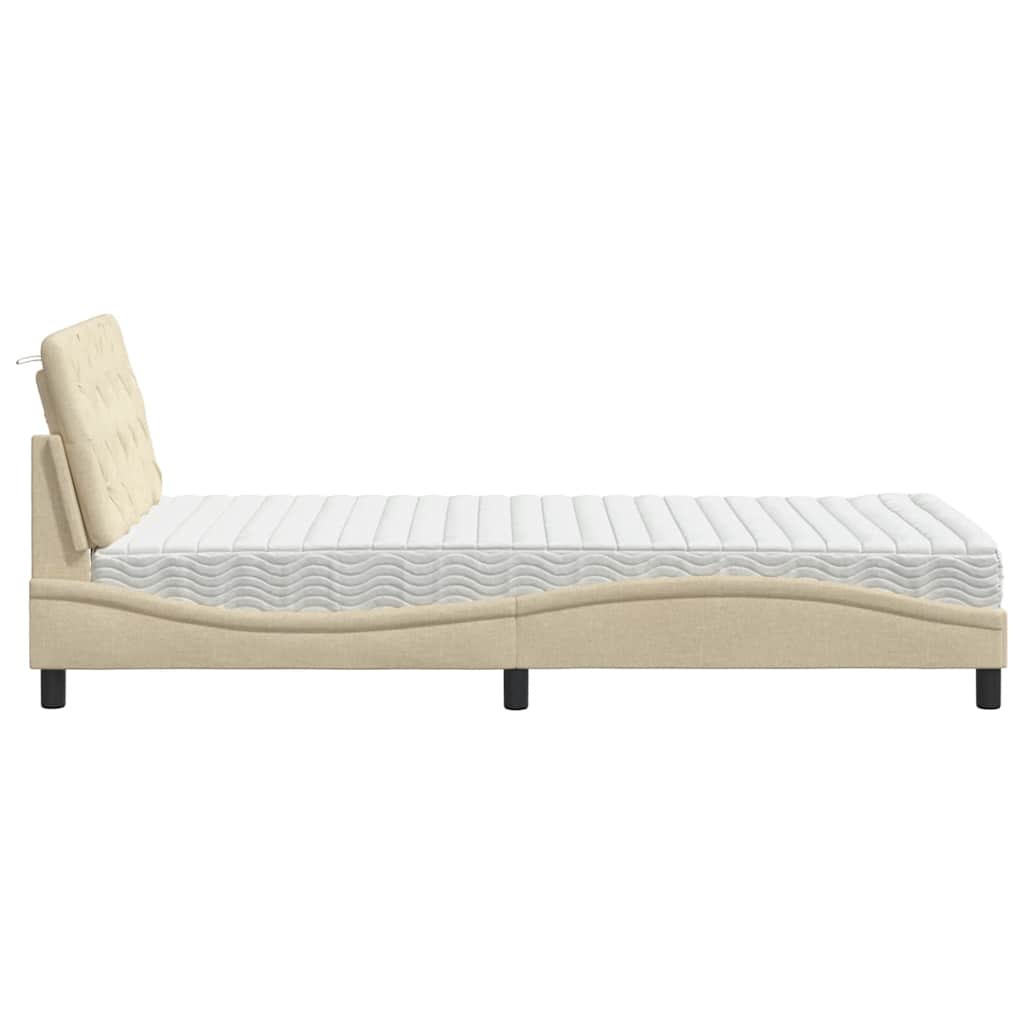 Bed met matras stof crèmekleurig 100x200 cm