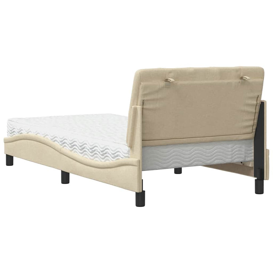 Bed met matras stof crèmekleurig 100x200 cm