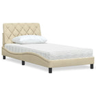 Bed 100x200 cm stof crèmekleurig