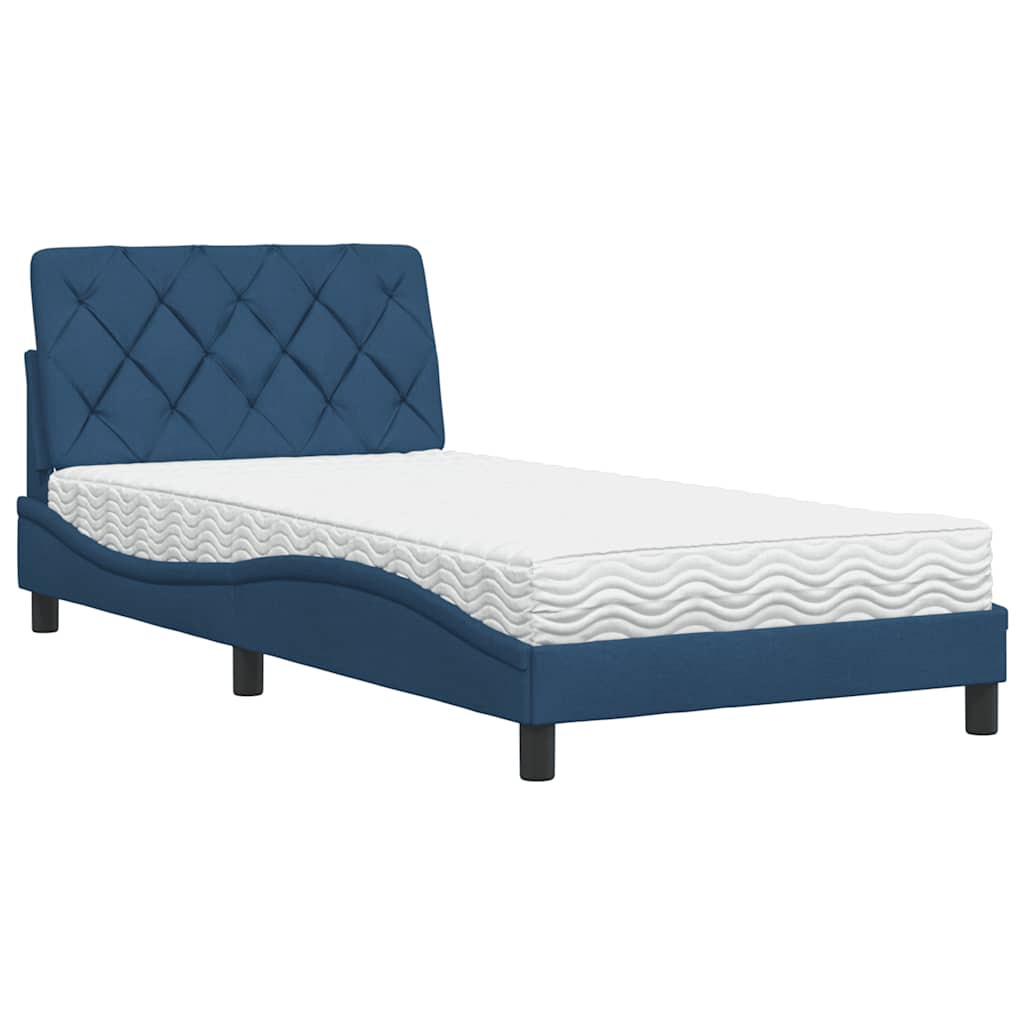 Bed met matras stof blauw 100x200 cm