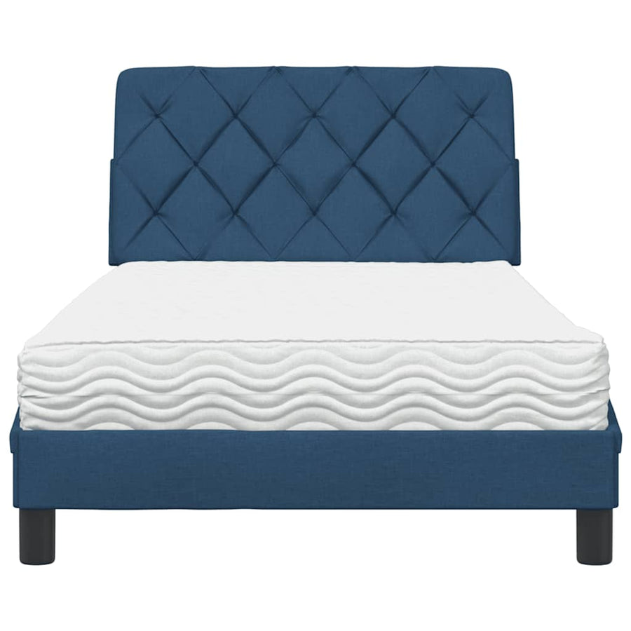 Bed met matras stof blauw 100x200 cm