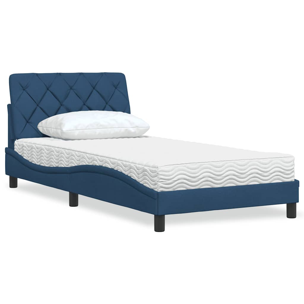 Bed met matras stof blauw 100x200 cm