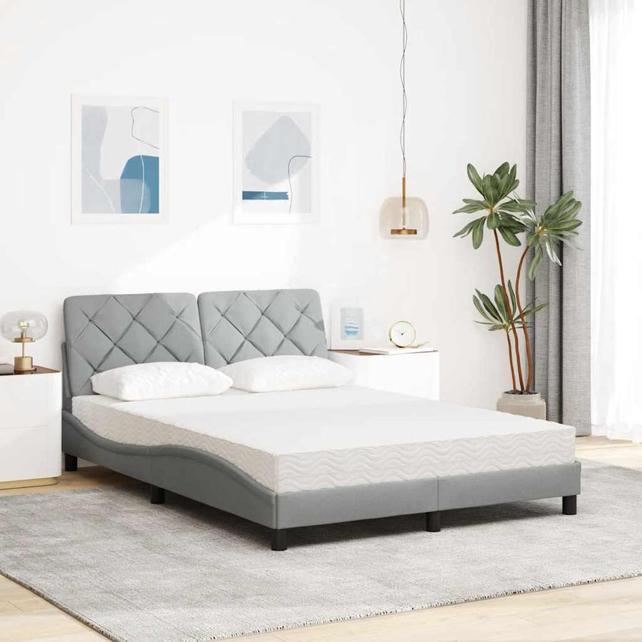 Bed met matras stof lichtgrijs 120x200 cm
