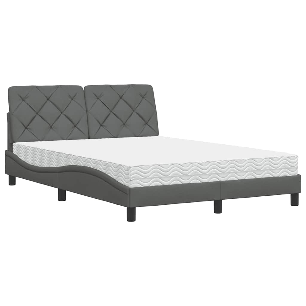 Bed met matras stof donkergrijs 120x200 cm