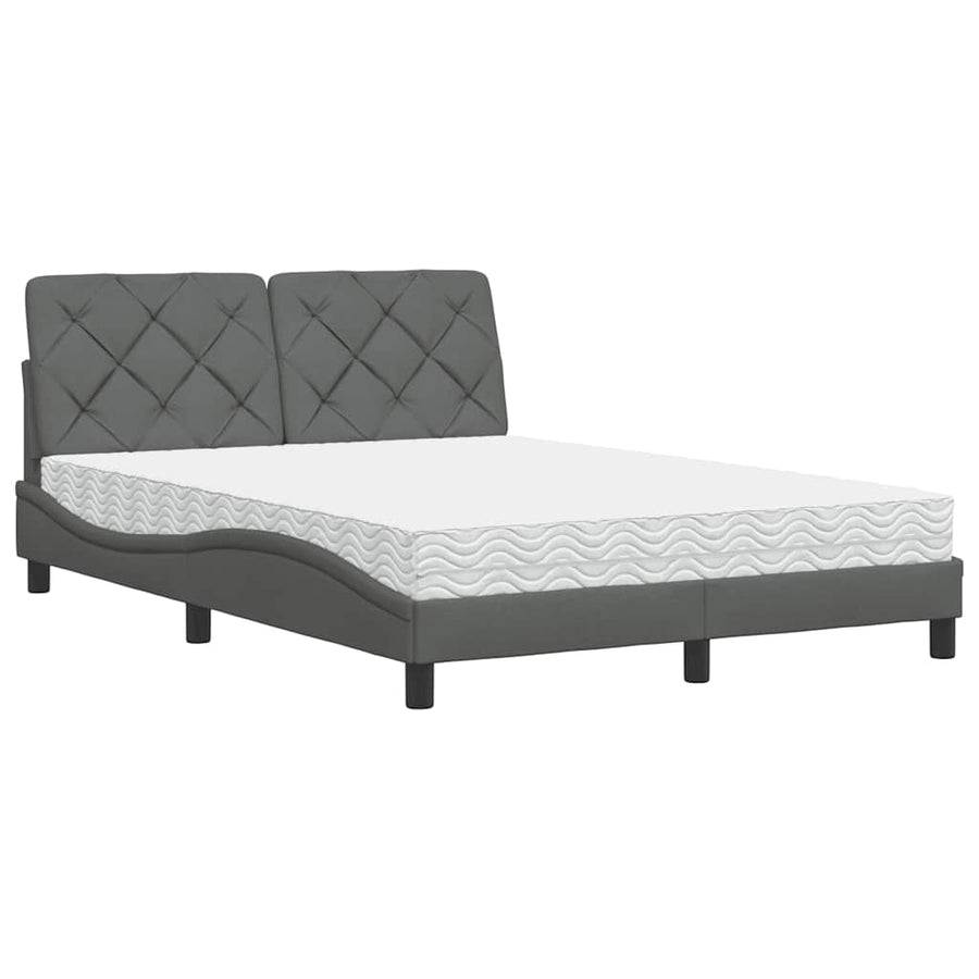 Bed met matras stof donkergrijs 120x200 cm