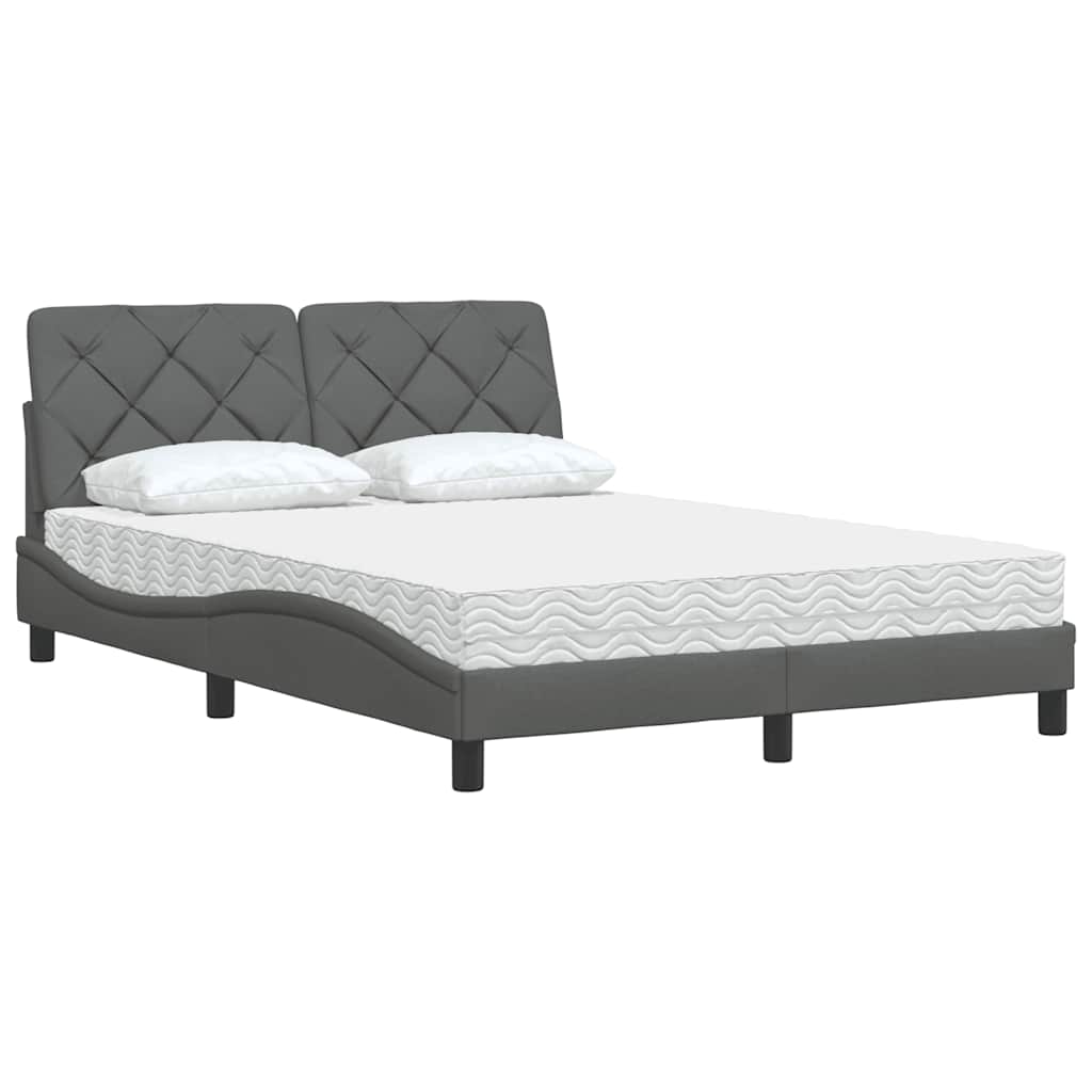 Bed met matras stof donkergrijs 120x200 cm