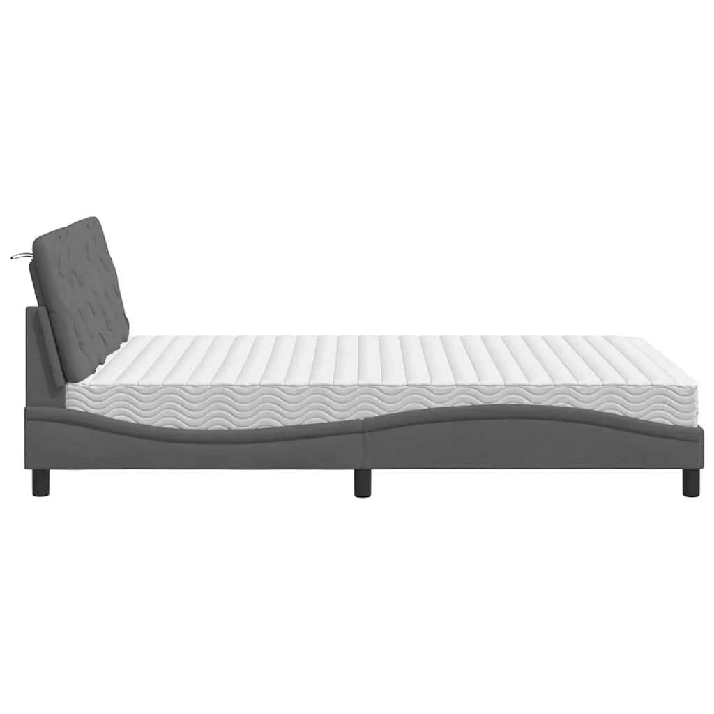 Bed met matras stof donkergrijs 120x200 cm
