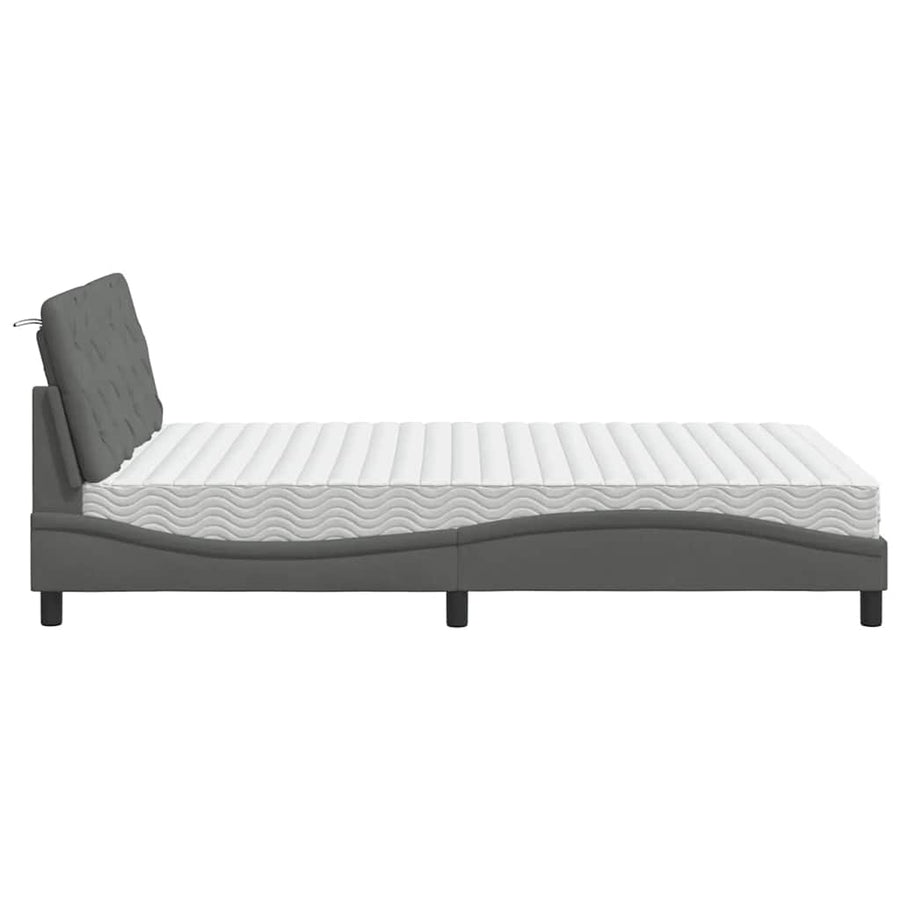 Bed met matras stof donkergrijs 120x200 cm