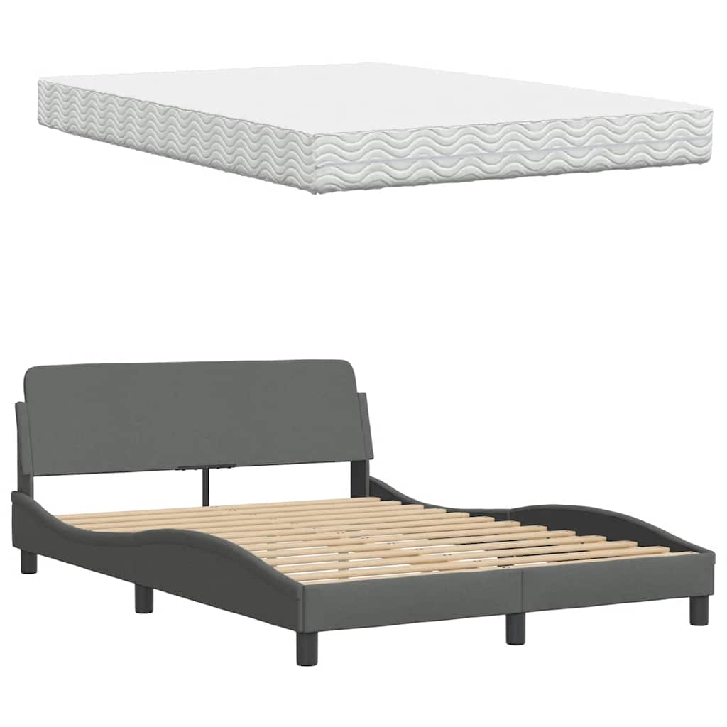 Bed met matras stof donkergrijs 120x200 cm