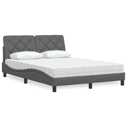 Bed met matras stof donkergrijs 120x200 cm