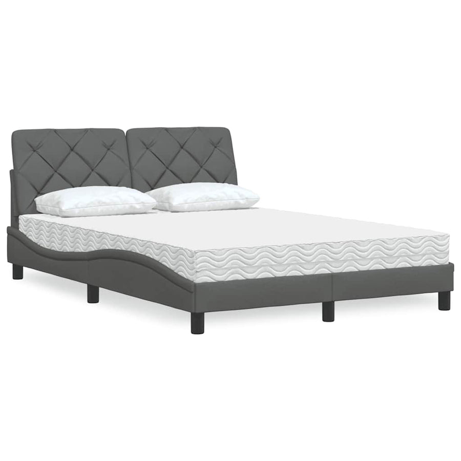 Bed met matras stof donkergrijs 120x200 cm