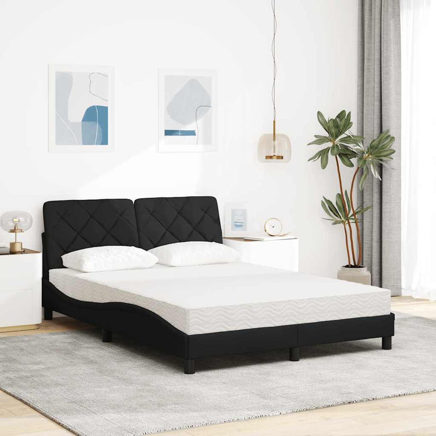 Bed met matras stof zwart 120x200 cm