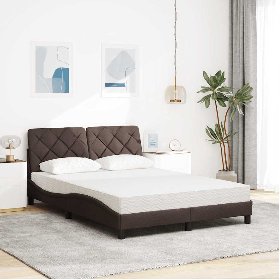 Bed met matras stof donkerbruin 120x200 cm