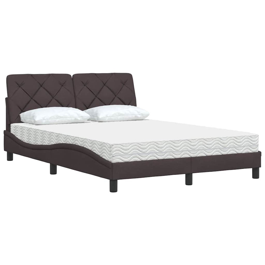 Bed met matras stof donkerbruin 120x200 cm