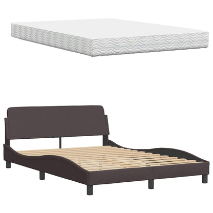 Bed met matras stof donkerbruin 120x200 cm