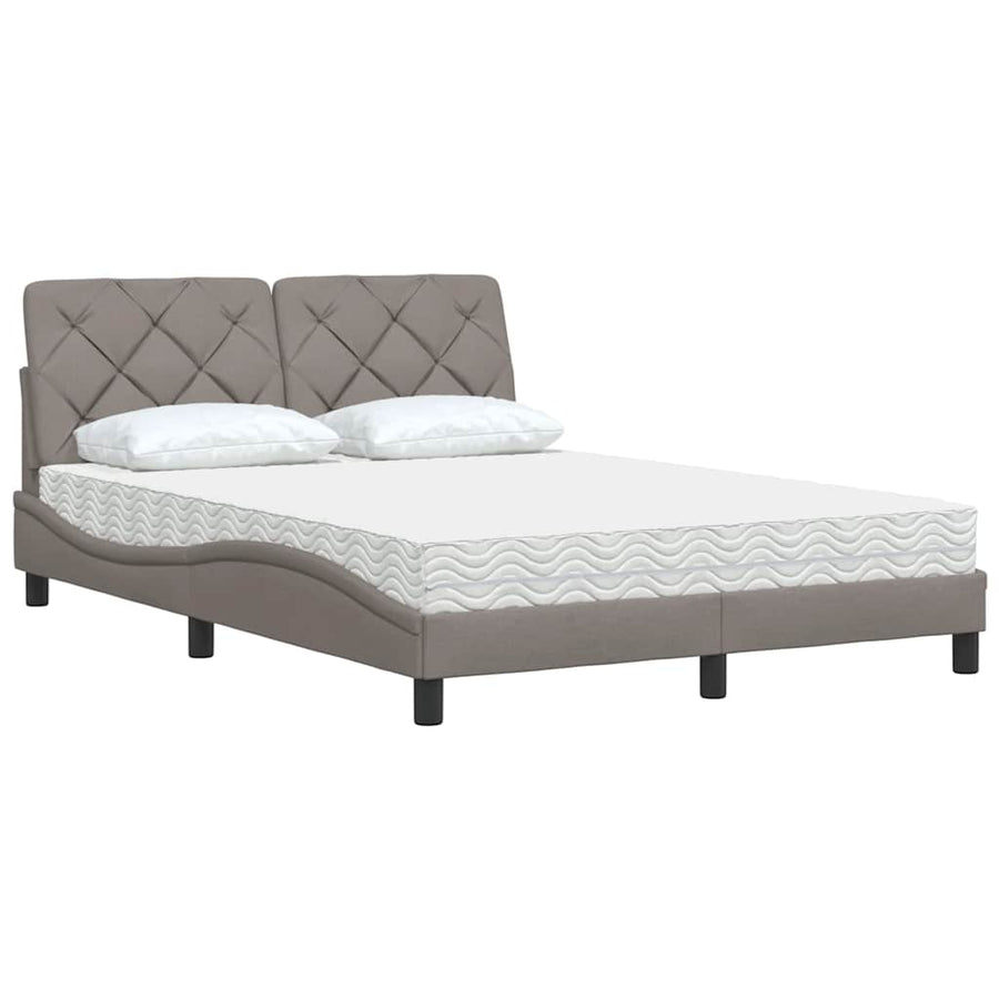 Bed met matras stof taupe 120x200 cm