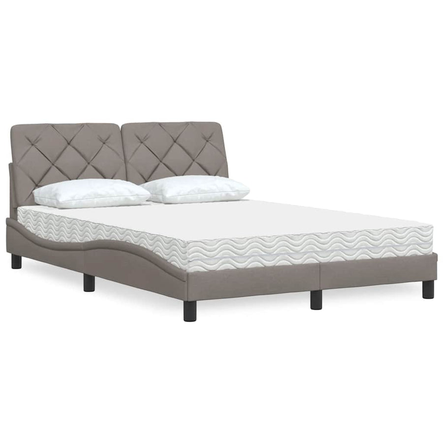Bed met matras stof taupe 120x200 cm