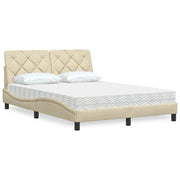 Bed met matras 120x200 cm stof crèmekleurig