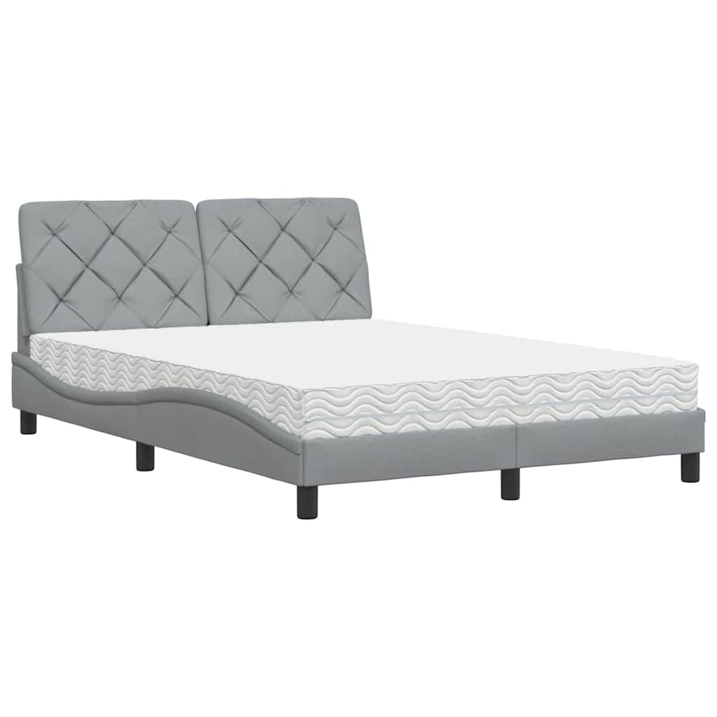 Bed met matras stof lichtgrijs 140x190 cm
