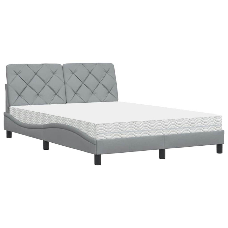 Bed met matras stof lichtgrijs 140x190 cm