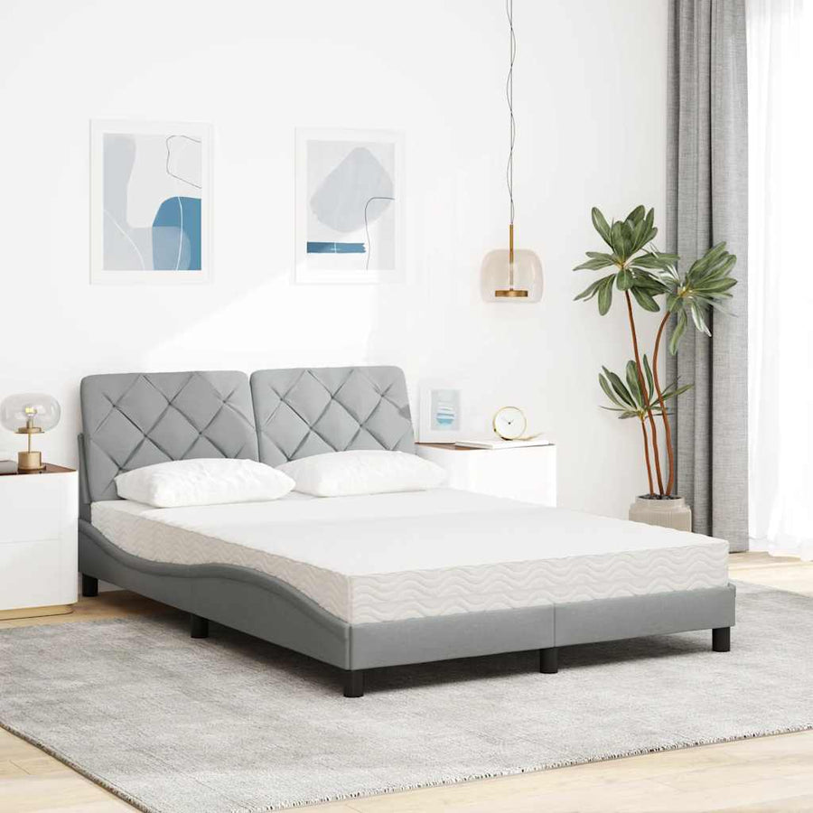 Bed met matras stof lichtgrijs 140x190 cm