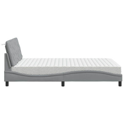 Bed met matras stof lichtgrijs 140x190 cm