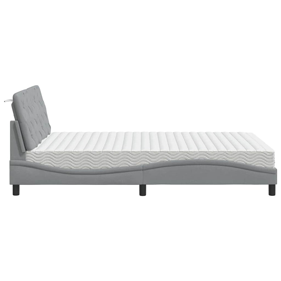 Bed met matras stof lichtgrijs 140x190 cm