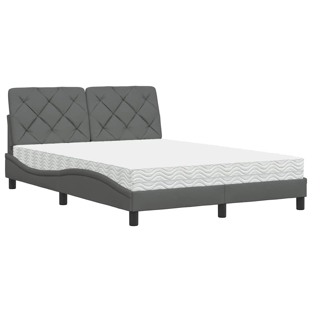 Bed met matras stof donkergrijs 140x190 cm