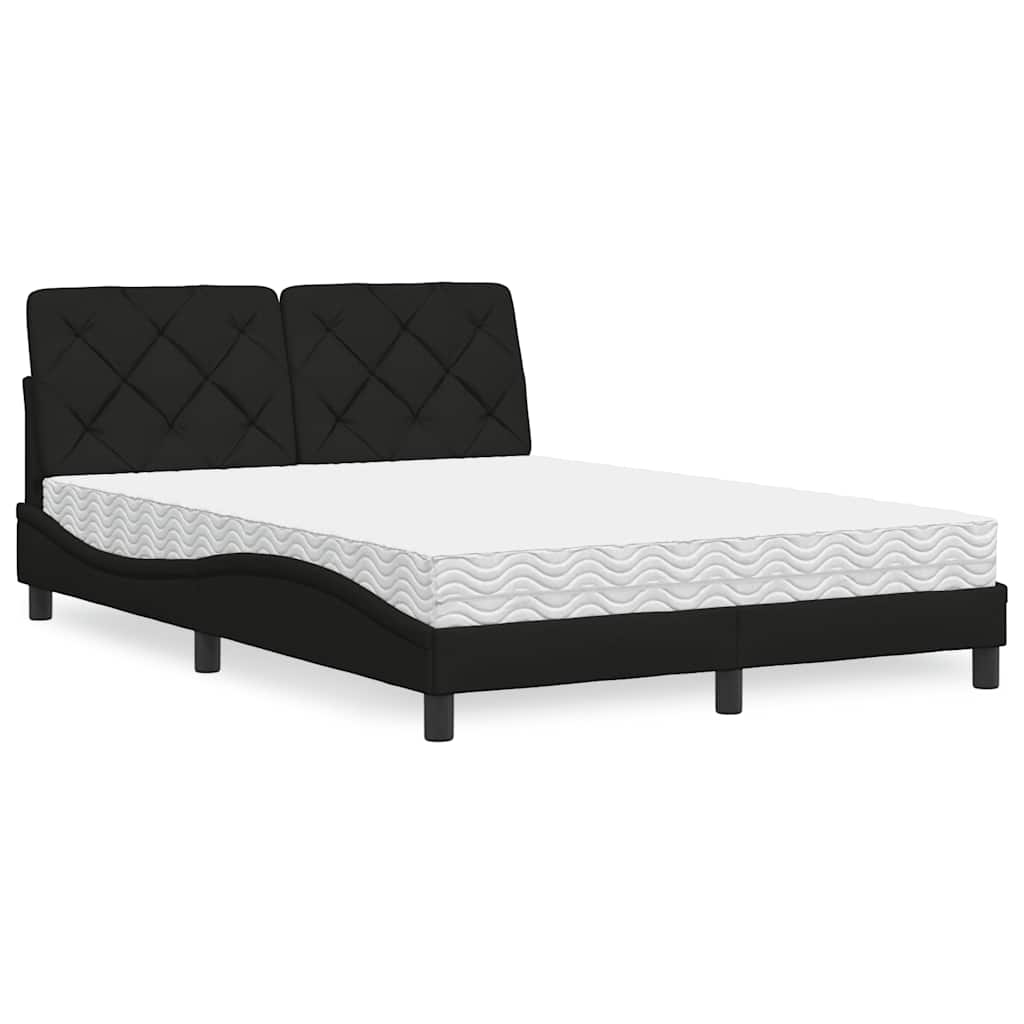 Bed met matras stof zwart 140x190 cm