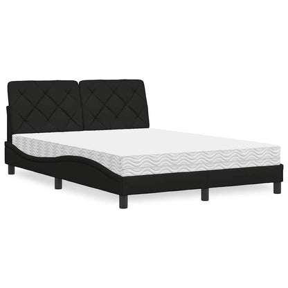 Bed met matras stof zwart 140x190 cm