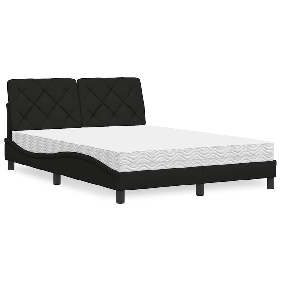 Bed met matras stof zwart 140x190 cm