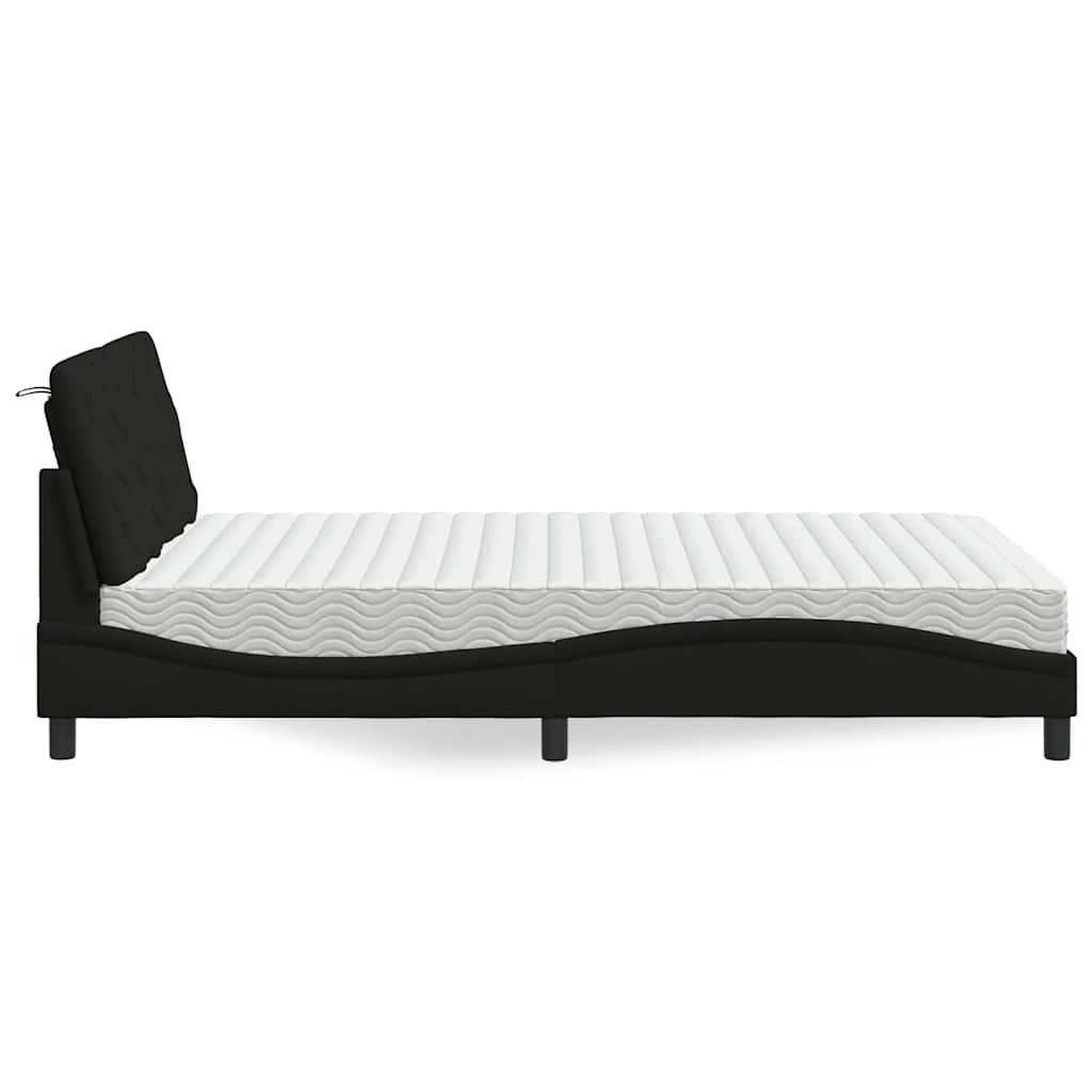 Bed met matras stof zwart 140x190 cm