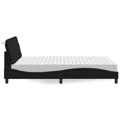 Bed met matras stof zwart 140x190 cm