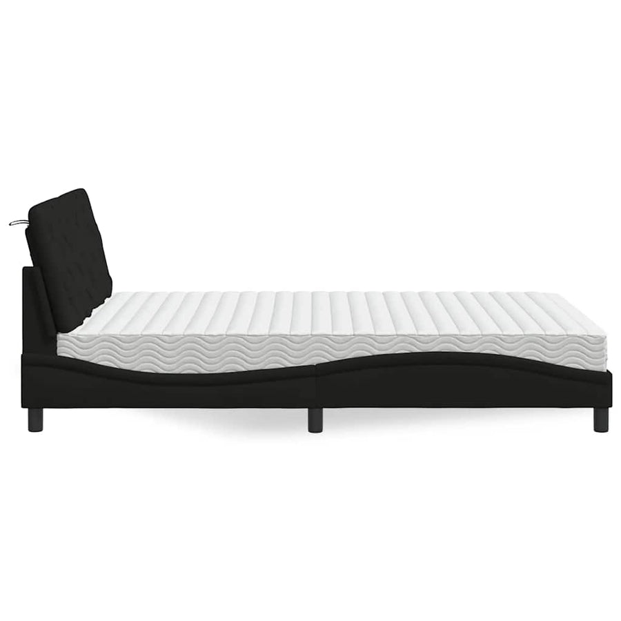 Bed met matras stof zwart 140x190 cm