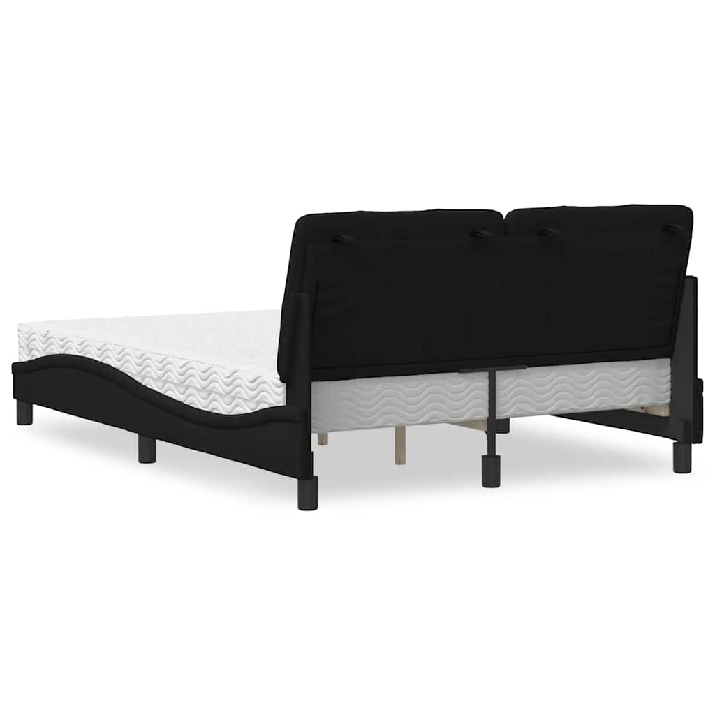 Bed met matras stof zwart 140x190 cm