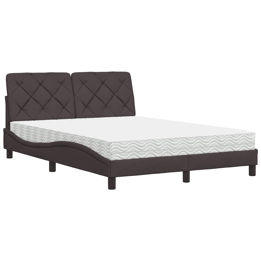 Bed met matras stof donkerbruin 140x190 cm
