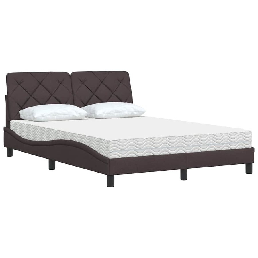 Bed met matras stof donkerbruin 140x190 cm