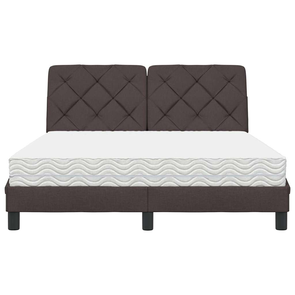 Bed met matras stof donkerbruin 140x190 cm