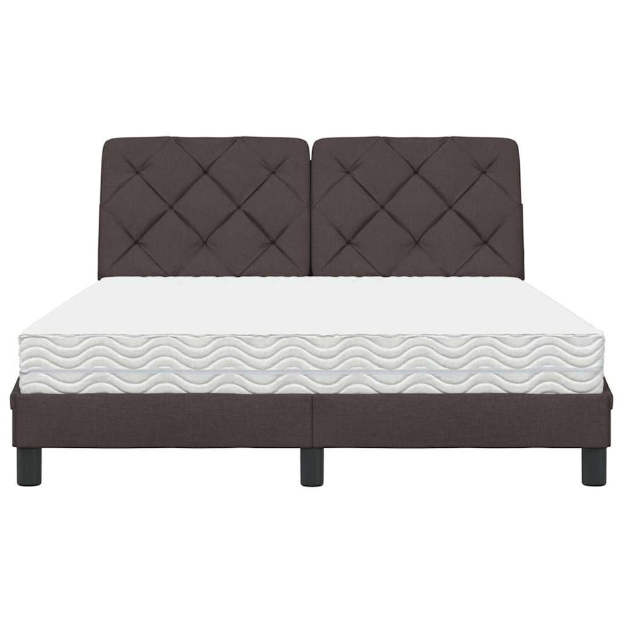 Bed met matras stof donkerbruin 140x190 cm